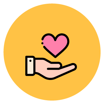 Farbiges Icon, das eine Hand zeigt, die schützend ein rotes Herz hält.
